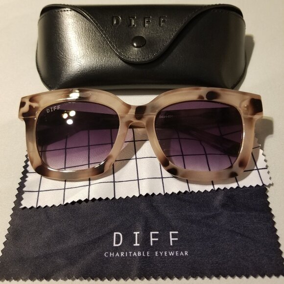 Diff Grey Tortoiseshell Sunglasses w/Purple Lenses - Picture 1 of 10